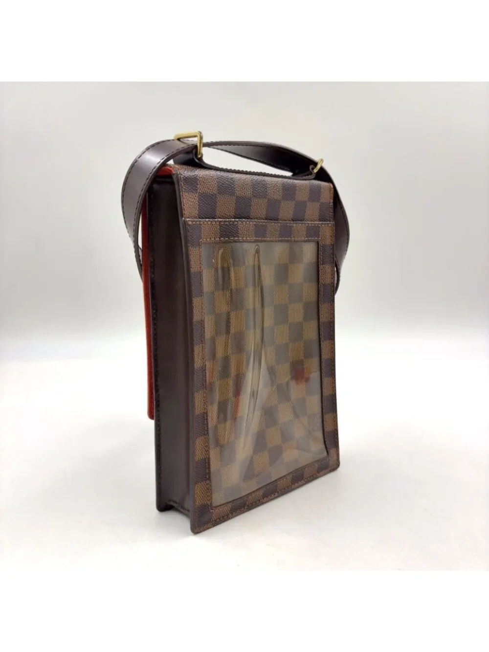 Louis Vuitton Portobello Damier Ebene Leather Brown Shoulder Bag Gold